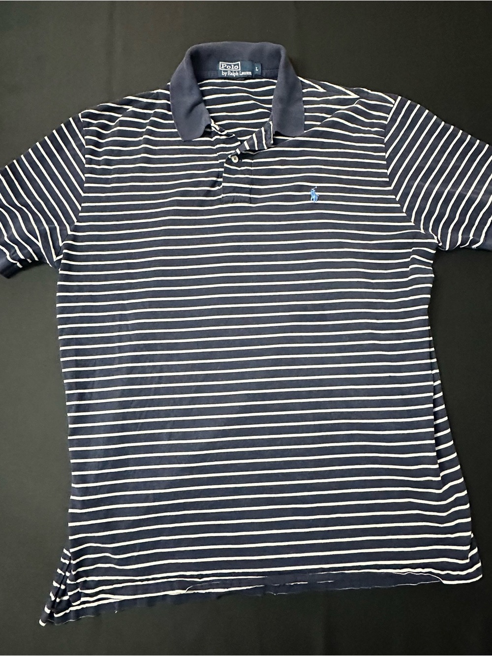 Ralph Lauren Men’s Navy and White Striped Polo